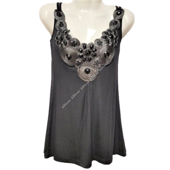 Black Sequined Glitter Applique Blouse Top  Size S   Size M -  NWT - Picture 5 of 11